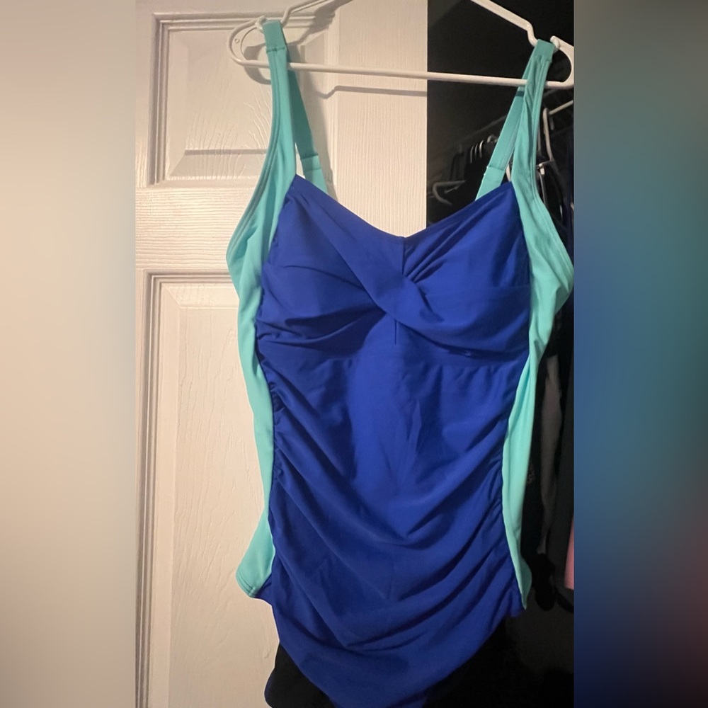 Blue and Aqua One-Piece Swimsuit